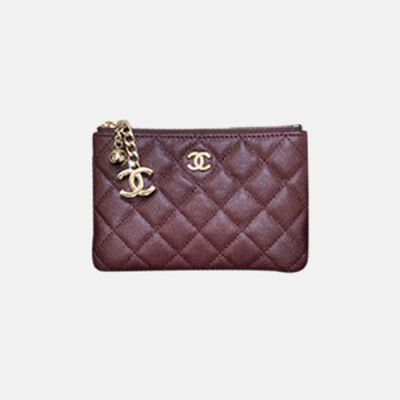 Chanel 2021 Women's Leather Coin purse 11cm - 샤넬 2021 여성용 레더 코인퍼스,11cm,CHAW0094,와인