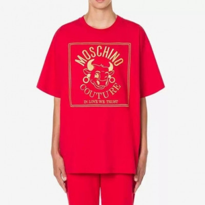 [모스키노]Moschino 2021 Mm/Wm Logo Cotton Short Sleeved Tshirts - 모스키노 2021 남/녀 로고 코튼 반팔티 Mos0131x.Size(s - xl).레드