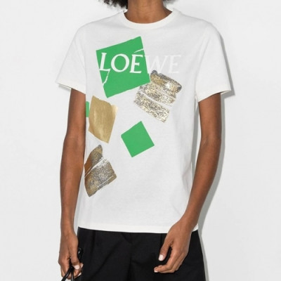 [로에베]Loewe 2021 Womens Smile Short Sleeved Tshirts - 로에베 2021 여성 스마일 실켓 반팔티 Loe0375x.Size(s - l).아이보리