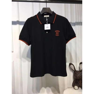 [에르메스]Hermes 2023 Mens Short Sleeved Tshirts - 에르메스 2023 남성 폴로 반팔티 Her0574x.Size(m - 3xl).블랙/화이트/오렌지