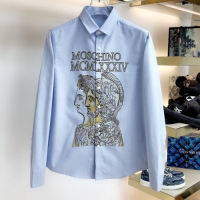 [모스키노]Moschino 2021 Mens Logo Slim Fit Cotton Tshirts - 모스키노 2021 남성 로고 코튼 셔츠 Mos0139x.Size(38 - 43).블루