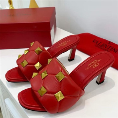 Valentino 2021 Women's Leather High Heel Slipper - 발렌티노 2021 여성용 레더 하이힐 슬리퍼,Size(225-250),VTS0319,레드