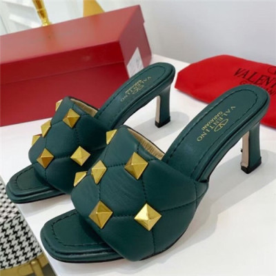 Valentino 2021 Women's Leather High Heel Slipper - 발렌티노 2021 여성용 레더 하이힐 슬리퍼,Size(225-250),VTS0321,그린