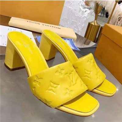 Louis Vuitton 2021 Women's Leather High Heel Slipper - 루이비통 2021 여성용 레더 하이힐 슬리퍼 ,Size(225-250),LOUS1844,옐로우