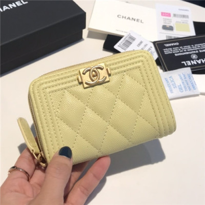 Chanel 2021 Women's Boy Coin purse/Card purse,11.5cm - 샤넬 2021 여성용 보이 코인퍼스/카드퍼스,11.5cm,CHAW0103,옐로우