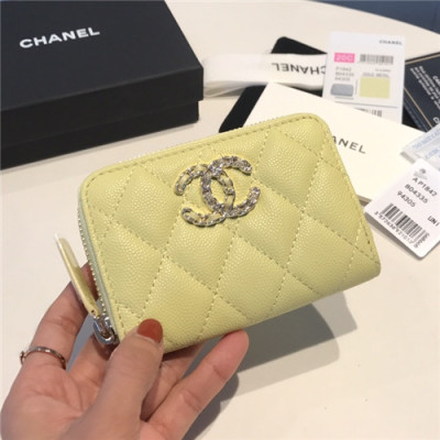 Chanel 2021 Women's Leather Coin purse/Card purse,11.5cm - 샤넬 2021 여성용 레더 코인퍼스/카드퍼스,11.5cm,CHAW0107,옐로우