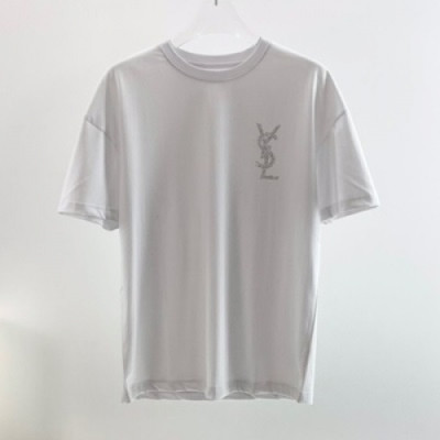 [입생로랑]Saint Laurent 2021 Mens Logo Cotton Short Sleeved Tshirs - 입생로랑 2021 남성 로고 코튼 반팔티 Ysl0112x.Size(s - 2xl).화이트