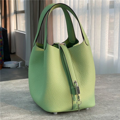 [에르메스]Hermes 2021 Women's Leather Bucket Tote Bag,18cm - 에르메스 2021 여성용 레더 버킷 토트백,18cm,HERB0849,그린