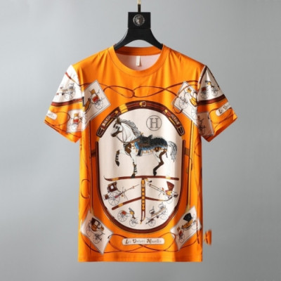 [에르메스]Hermes 2021 Mens Crew-neck Short Sleeved Tshirts - 에르메스 2021 남성 크루넥 반팔티 Her0610x.Size(l - 4xl).오렌지