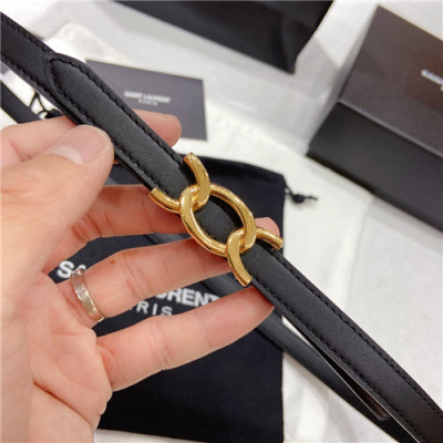 Saint Laurent 2021 Women's Leather Belt,1.3cm - 입생로랑 2021 여성용 레더 벨트,1.3cm,YSLBT0026.블랙