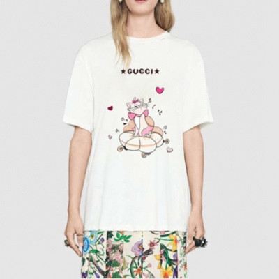 [매장판]Gucci 2021 Mm/Wm Logo Short Sleeved Tshirts - 구찌 2021 남/녀 로고 반팔티 Guc03591x.Size(s - l).아이보리