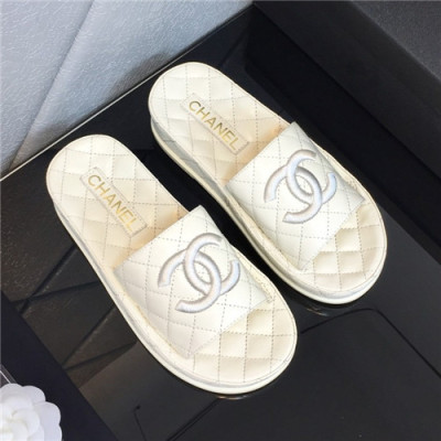 Chanel 2021 CC Logo Leather Slipper - 샤넬 2021 CC로고 레더 슬리퍼,Size(225-250),CHAS0587,화이트