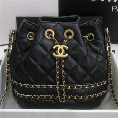 [샤넬]Chanel 2021 Women's Leather Bucket Shoulder Bag,20cm - 샤넬 2021 여성용 레더 버킷 숄더백,20cm,CHAB1634,블랙