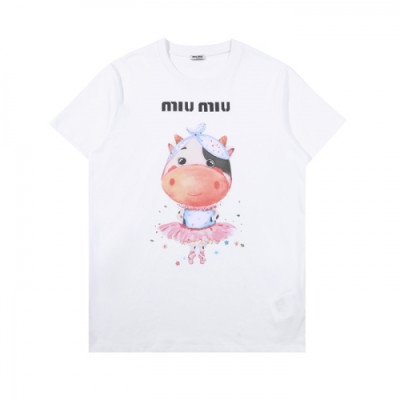 Miumiu 2020 Ladies Cotton Short Sleeved Tshirts - 미우미우 2020 여성 코튼 반팔티 Miu0213x.Size(s - l).화이트