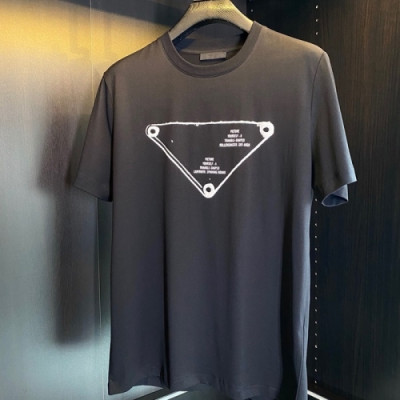 [프라다]Prada 2021 Mm/Wm Basic Logo Short Sleeved Tshirts  - 프라다 2021 남/녀 베이직 로고 반팔티 Pra02216x.Size(m - 3xl).블랙