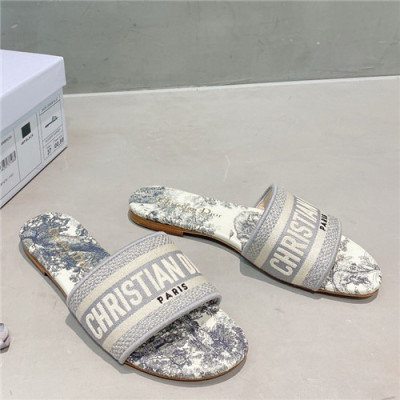 [세련되고 이뻐]Dior 2021 Women's Embroidery Slipper,DIOS0362 - 디올 2021 여성용 임브로이더리 슬리퍼,Size(225-250),그레이