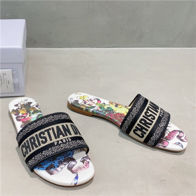 [세련되고 이뻐]Dior 2021 Women's Embroidery Slipper,DIOS0366 - 디올 2021 여성용 임브로이더리 슬리퍼,Size(225-250),블랙