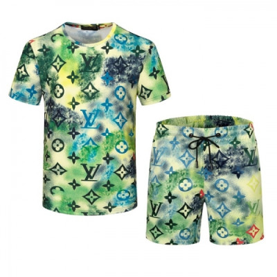 Louis vuitton 2021 Mens Casual Logo Training Short Sleeved Clothes&Half Pants Green - 루이비통 2021 남성 캐쥬얼 로고 반팔 트레이닝복&반바지 Lou02778x Size(m - 3xl) 그린