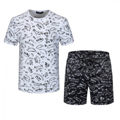 [트렌디]Dolce&Gabbana 2021 Mens Casual Training Short Sleeved Clothes&Half Pants White - 돌체앤가바나 2021 남성 캐쥬얼 트레이닝 반팔티&반바지 Dol0315x Size(m - 3xl) 화이트