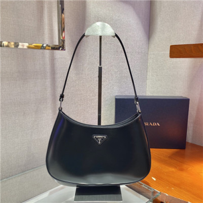 [매력터지는]Prada 2021 Women's Leather Hobo Bag,26.5cm,1BC499,PRAB0367 - 프라다 2021 여성용 레더 호보백,26.5cm,블랙