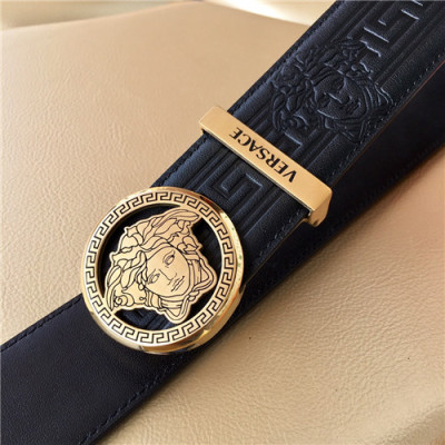 Versace 2021 Men's Leather Belt,3.8cm,VERBT0082 - 베르사체 2021 남성용 레더 벨트,3.8cm,블랙