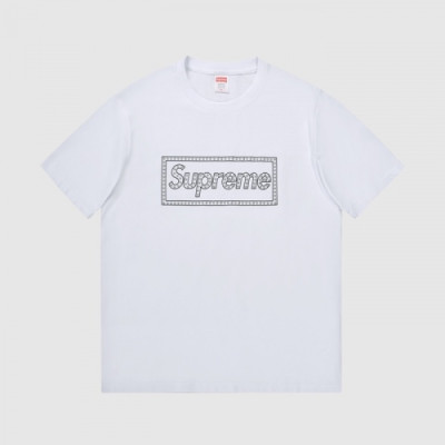 Supreme  Mens Logo Cotton Short Sleeved Tshirts White - 슈프림 2021 남성 로고 코튼 반팔티 Sup0120x Size(s - xl) 화이트