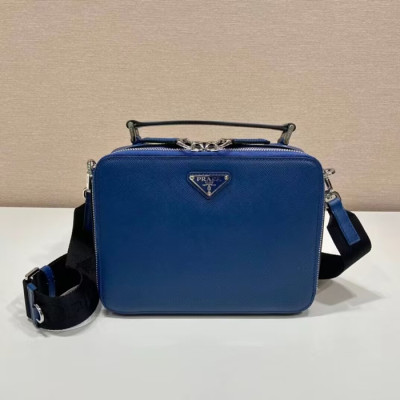 Prada 2023 Mens Leather Tote Bag/Shoulder Bag,22cm,2VH069,PRAB0380 - 프라다 2023 남성용 레더 토트 숄더백,22cm,네이비