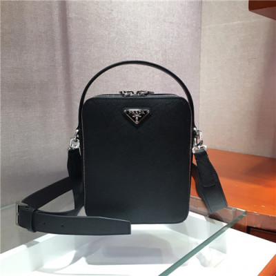 Prada 2021 Men's Leather Tote Bag/Shoulder Bag,16cm,2VH066,PRAB0381 - 프라다 2021 남성용 레더 토트 숄더백,16cm,블랙