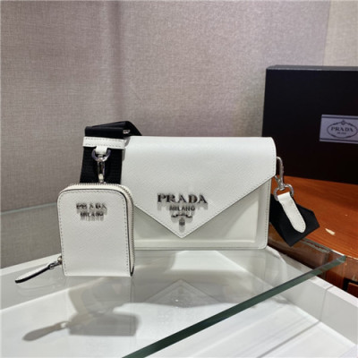 Prada 2021 Women's Leather Cross Bag,20cm,1BP020,PRAB0400 - 프라다 2021 여성용 레더 크로스백,20cm,화이트