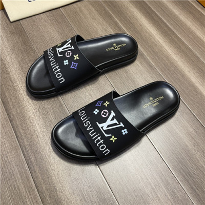 Louis Vuitton 2021 Men's Leather Slipper,LOUS1993 - 루이비통 2021 남성용 레더 슬리퍼,Size(240-270),블랙