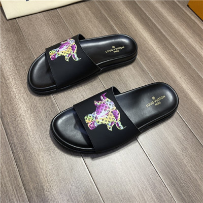 Louis Vuitton 2021 Men's Leather Slipper,LOUS1997 - 루이비통 2021 남성용 레더 슬리퍼,Size(240-270),블랙