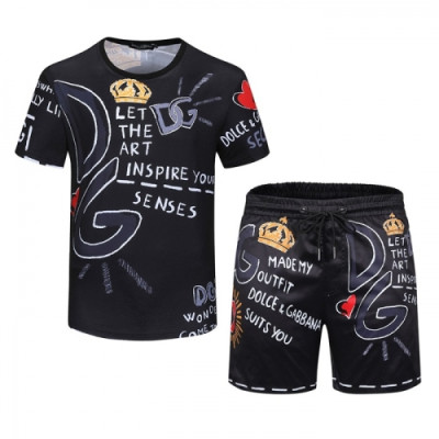 Dolce&Gabbana 2021 Mens Casual Training Short Sleeved Clothes&Half Pants Black - 돌체앤가바나 2021 남성 캐쥬얼 트레이닝 반팔티&반바지 Dol0324x Size(m - 3xl) 블랙