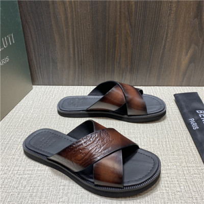 Berluti 2021 Men's Leather Mule,BERTS0251 - 벨루티 2021 남성용 레더 뮬,Size(240-270),브라운