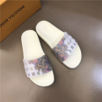 Louis Vuitton 2021 Men's Leather Slipper,LOUS2025 - 루이비통 2021 남성용 레더 슬리퍼,Size(240-270),화이트