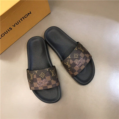 Louis Vuitton 2021 Men's Leather Slipper,LOUS2031 - 루이비통 2021 남성용 레더 슬리퍼,Size(240-270),브라운