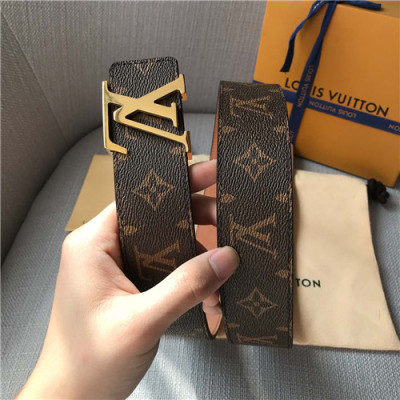 Louis Vuitton 2021 Men's Leather Belt,4.0cm,LOUBT0190 - 루이비통 2021 남성용 레더 벨트,4.0cm,브라운