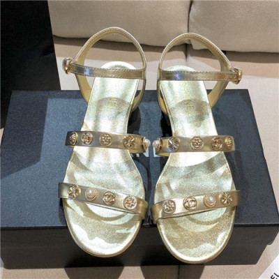 [매장판]Chanel 2021 Women's Leather Sandal,CHAS0616 - 샤넬 2021 여성용 레더 샌들,Size(225-250),골드