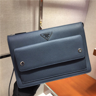 [프라다]Prada 2021 Men's Leather Clutch Bag,2VD018,30cm,PRAB0417 - 프라다 2021 남성용 레더 클러치,30cm,네이비