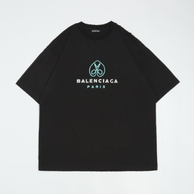 Balenciaga  Mm/Wm Logo Cotton Short Sleeved Tshirts Black - 발렌시아가 2021 남/녀 로고 코튼 반팔티 Bal01058x Size(xs - l) 블랙