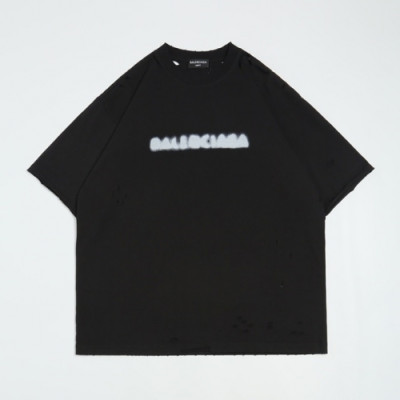 Balenciaga  Mm/Wm Logo Cotton Short Sleeved Tshirts Black - 발렌시아가 2021 남/녀 로고 코튼 반팔티 Bal01060x Size(xs - l) 블랙