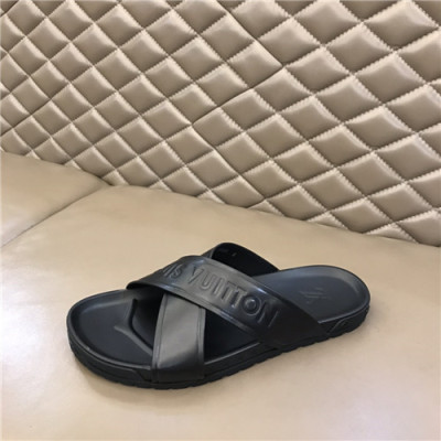 Louis Vuitton 2021 Men's Leather Slipper,LOUS2062 - 루이비통 2021 남성용 레더 슬리퍼,Size(240-270),블랙