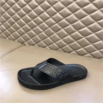 Louis Vuitton 2021 Men's Leather Slipper,LOUS2063 - 루이비통 2021 남성용 레더 슬리퍼,Size(240-270),블랙