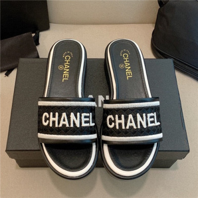 Chanel 2021 Women's Embroidery Slipper,CHAS0630 - 샤넬 2021 여성용 임브로이더리 슬리퍼,Size(225-250),블랙