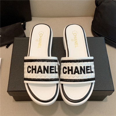 Chanel 2021 Women's Embroidery Slipper,CHAS0631 - 샤넬 2021 여성용 임브로이더리 슬리퍼,Size(225-250),화이트