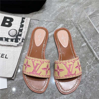 Louis Vuitton 2021 Women's Embroidery Slipper,LOUS2079 - 루이비통 2021 여성용 임브로이더리 슬리퍼,Size(225-250),베이지