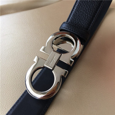 Salvatore Ferragamo 2021 Men's Leather Belt,3.5cm,FERBT0081 - 페라가모 2021 남성용 레더 벨트,3.5cm,블랙