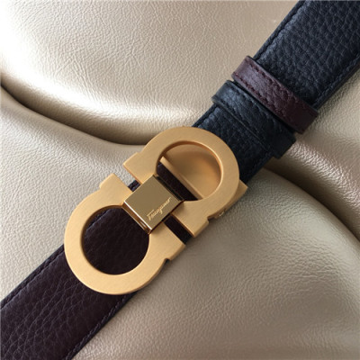 Salvatore Ferragamo 2021 Men's Leather Belt,3.5cm,FERBT0084 - 페라가모 2021 남성용 레더 벨트,3.5cm,블랙