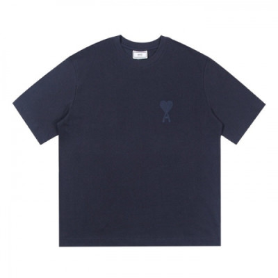 Ami  Mm/Wm 'Ami de Coeur' Casual Cotton Short Sleeved Tshirt Navy - 아미 2021 남/녀 로고 코튼 캐쥬얼 반팔티 Ami0142x Size(s - xl) 네이비