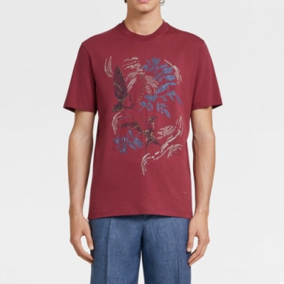 Ermenegildo Zegna  Mens Business Short Sleeved Tshirts Burgundy - 에르메네질도 2021 제냐 남성 비지니스 반팔티 Zeg0297x Size(m - 2xl) 버건디