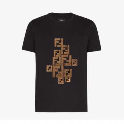 Fendi  Mens Logo Casual Short Sleeved Tshirts Black - 펜디 2021 남성 로고 캐쥬얼 코튼 반팔티 Fen0985x Size(xs - l) 블랙